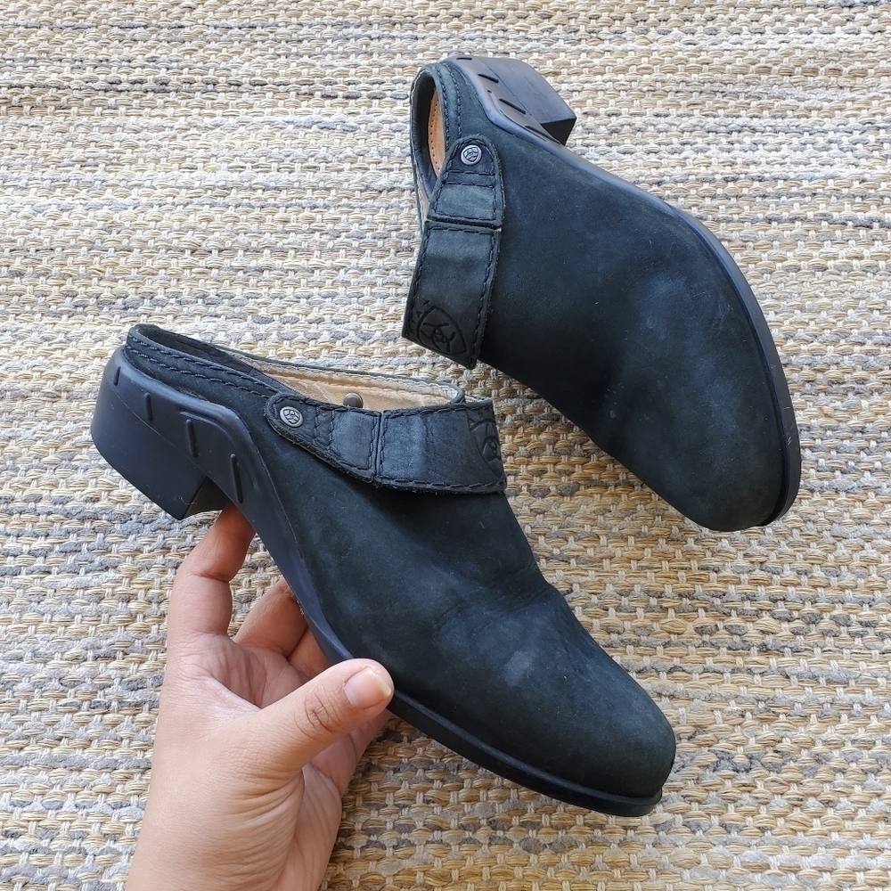 Ariat Leather Slingback Black Slip On Mules Clogs Womens 7.5